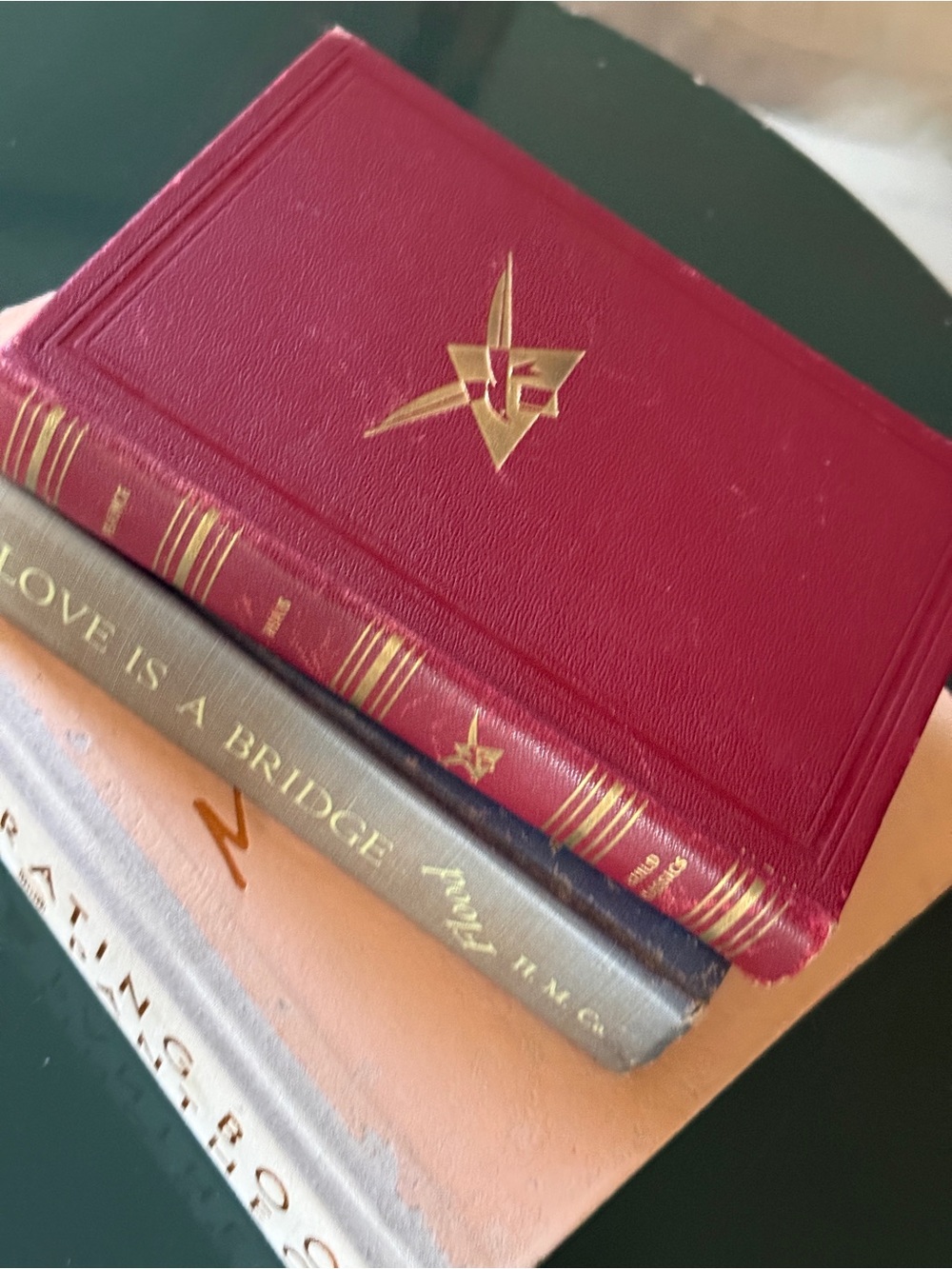 Vintage France Thais Red Leather Hardcover Book with Gold Embossing storybook